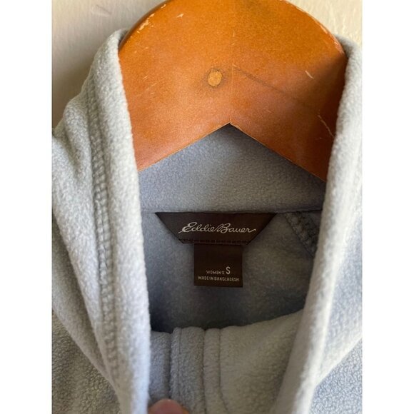 New! Eddie Bauer Star Pattern Light Blue Fleece 1/4 Zip Size Small High Neck - Picture 7 of 7